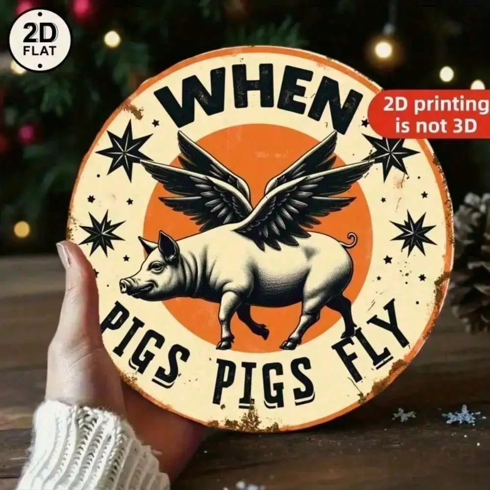 Vintage Retro Metall Fliegendes Schwein Wandkunst Deko 8 Zoll Rustikale Gusseisen-Skulptur