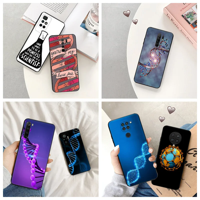 Silicone Black Phone Cases for Redmi Note 8 7 K60E K40S K50 8T Xiaomi Mi 10 10t 11t Pro 11 Lite Science Chemistry DNA Cover