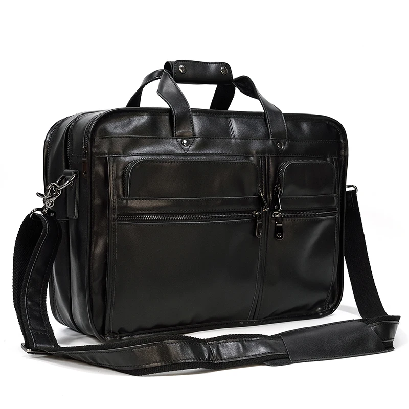 Vintage Leather Mens Briefcase With Pockets Cowhide Bag On Business Suitcase Crazy Horse Leather Laptop Bags 2019 Design