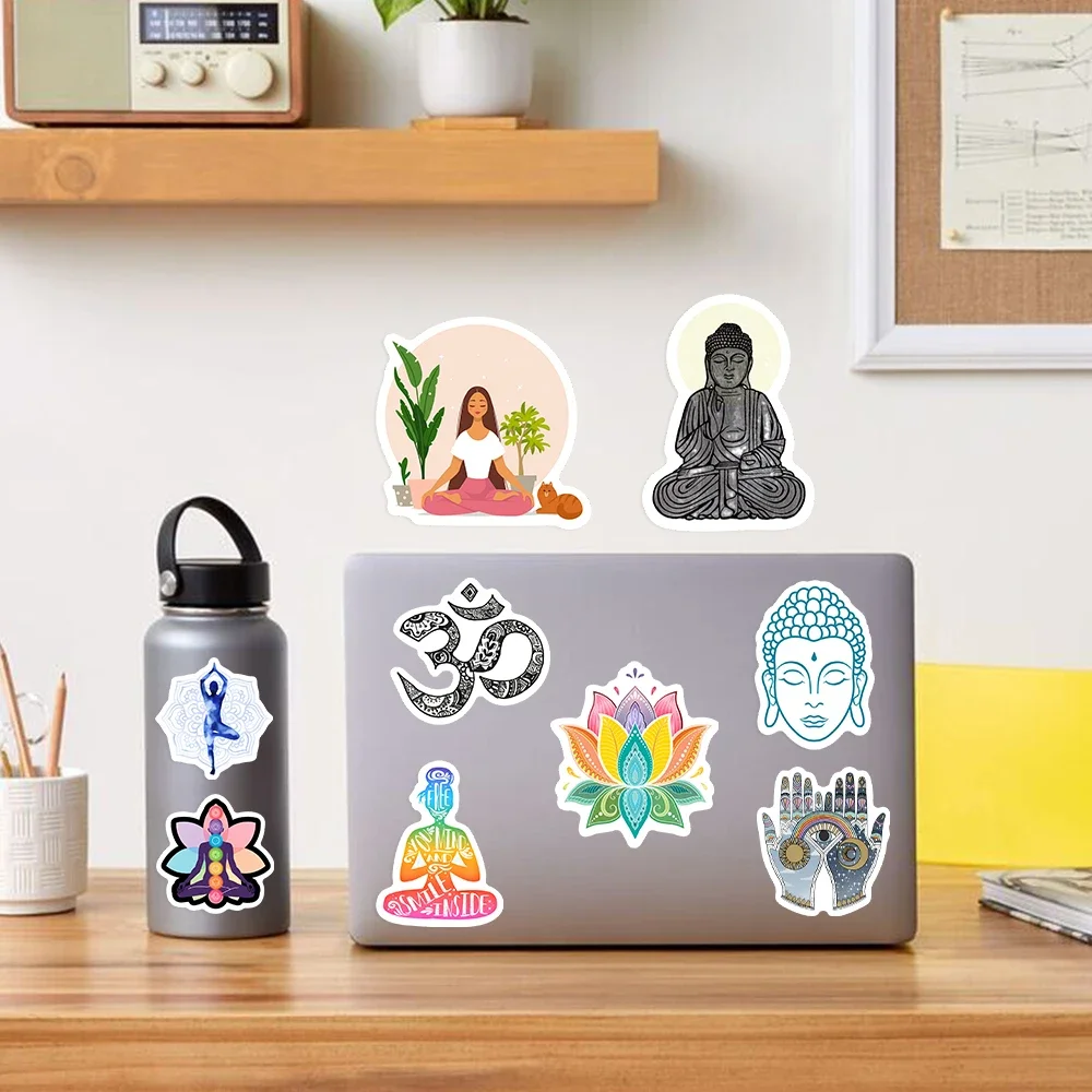 Yoga Meditation Stickers OM Buddha DIY Toy Gift Decorative Decal for Phone Luggage Laptop Bottles Scrapbook Waterproof