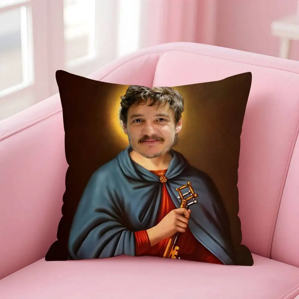 الممثل الساخن P-Pedro Pascal كيس وسادة مكافحة الغبار المخدة غير مرئية سستة حريري قصير أفخم غطاء وسادة أريكة