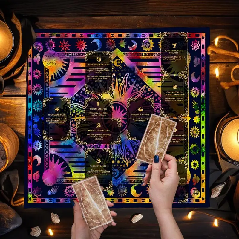 

50/70cm Tarot Card Tablecloth Divination Altar Cloth Board Game Fortune Telling Card Pad Foldable Tarot Cloth Altar Mat Decor