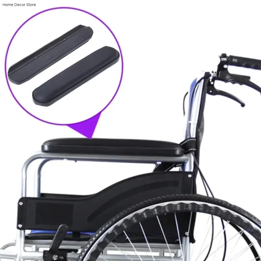 2PCS Comfortable Wheelchair Armrest Pad Sponge with Screw Spare Part Arm Rest Soft Leather Wheelchair Accessories