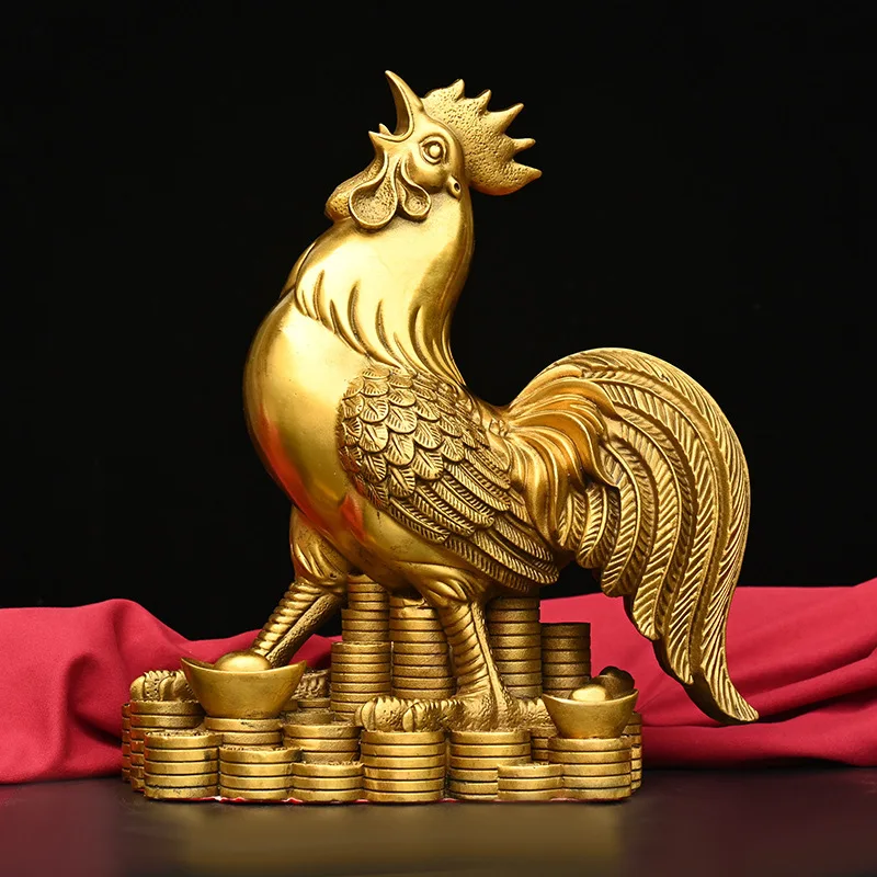 

Guyunzhai Brass 12 Symbolic Animals Rooster Ornaments Copper Male Chicken O