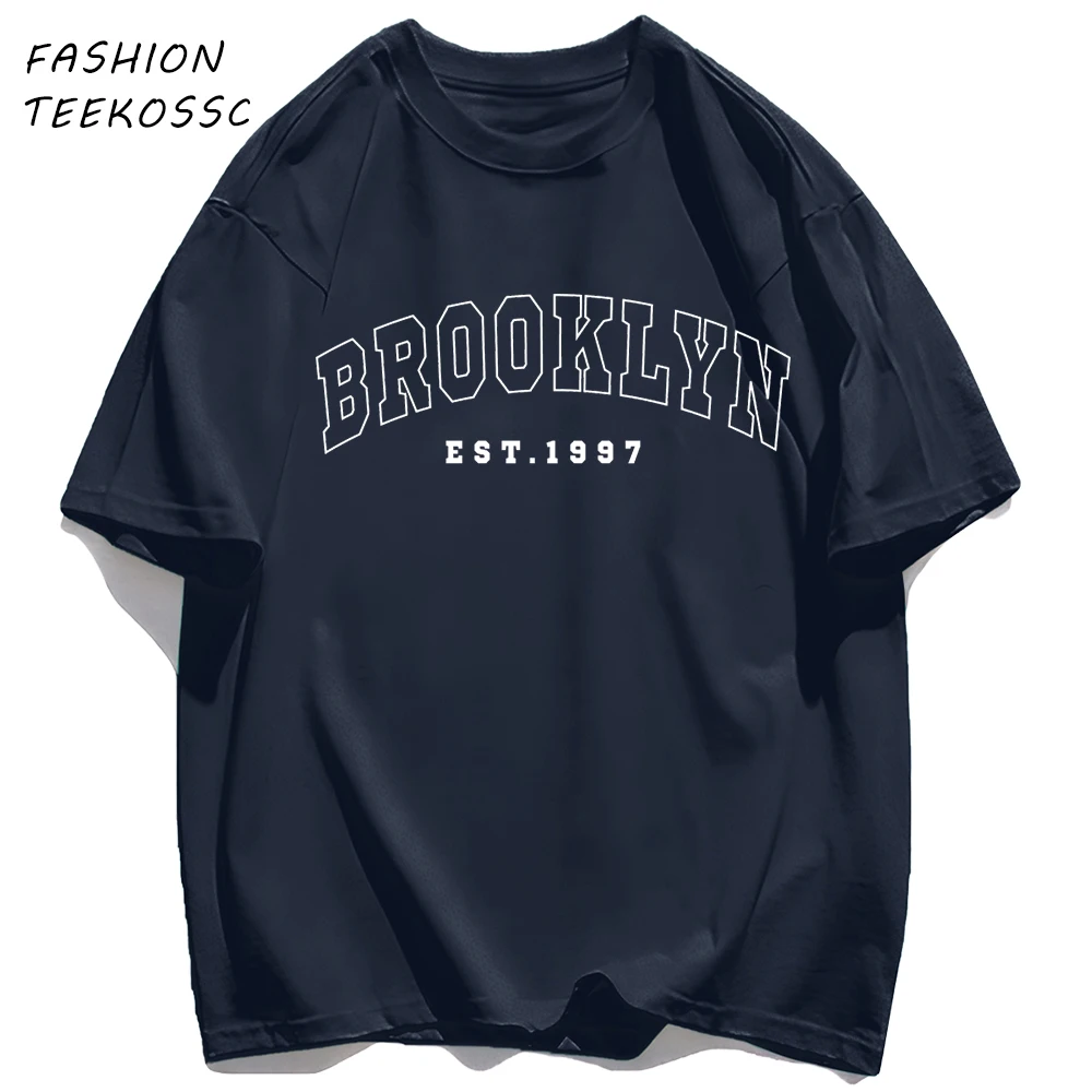 Brooklyn Est 1997 City USA Druck Herren T-Shirt Sommer Casual T-Shirts All-Match Crewneck Tops Übergroße weiche Streetwear