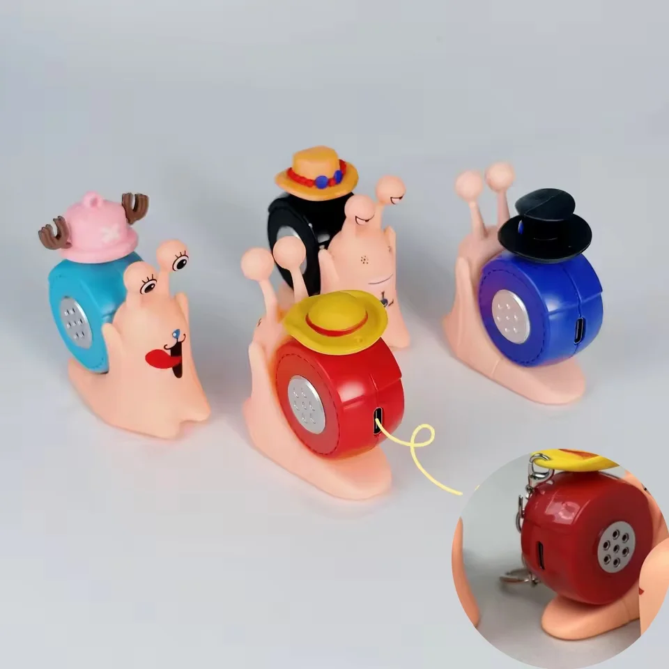 Anime Snail Keychain Pendant Recording Toy with Sound Release Button Sound Generator Decorative Accessories Birthday Gift