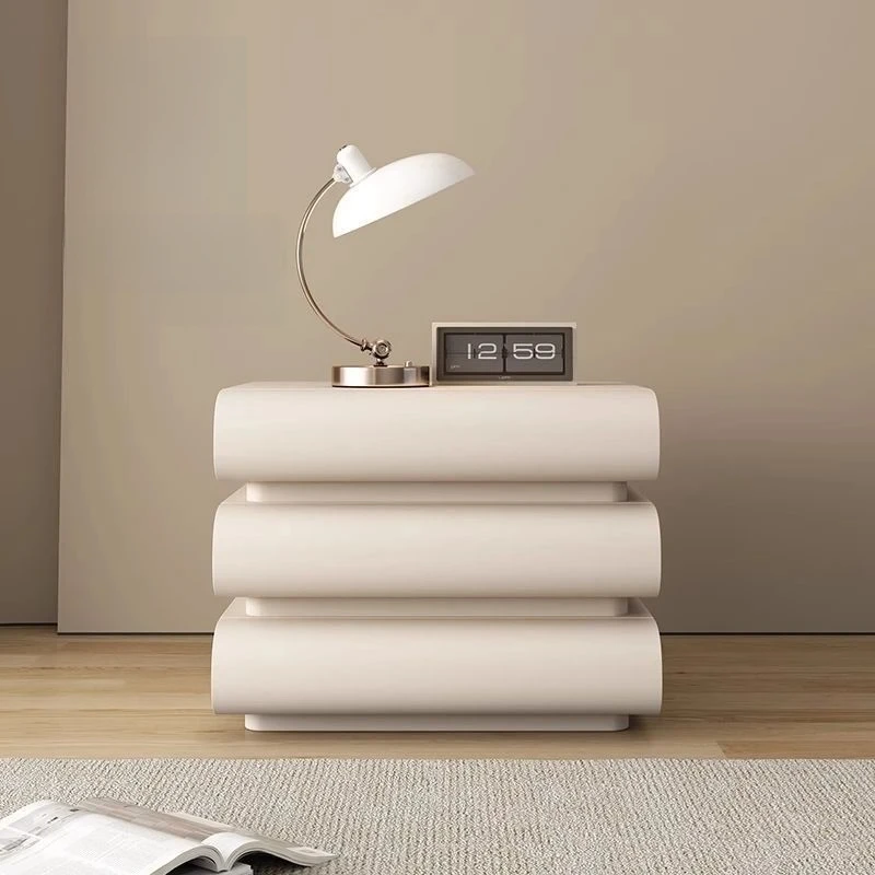 Mesita de noche ligera de madera maciza de lujo para dormitorio, uso doméstico, mesita de noche estilo crema, mesita de noche de cuero, armario de almacenamiento, nuevo
