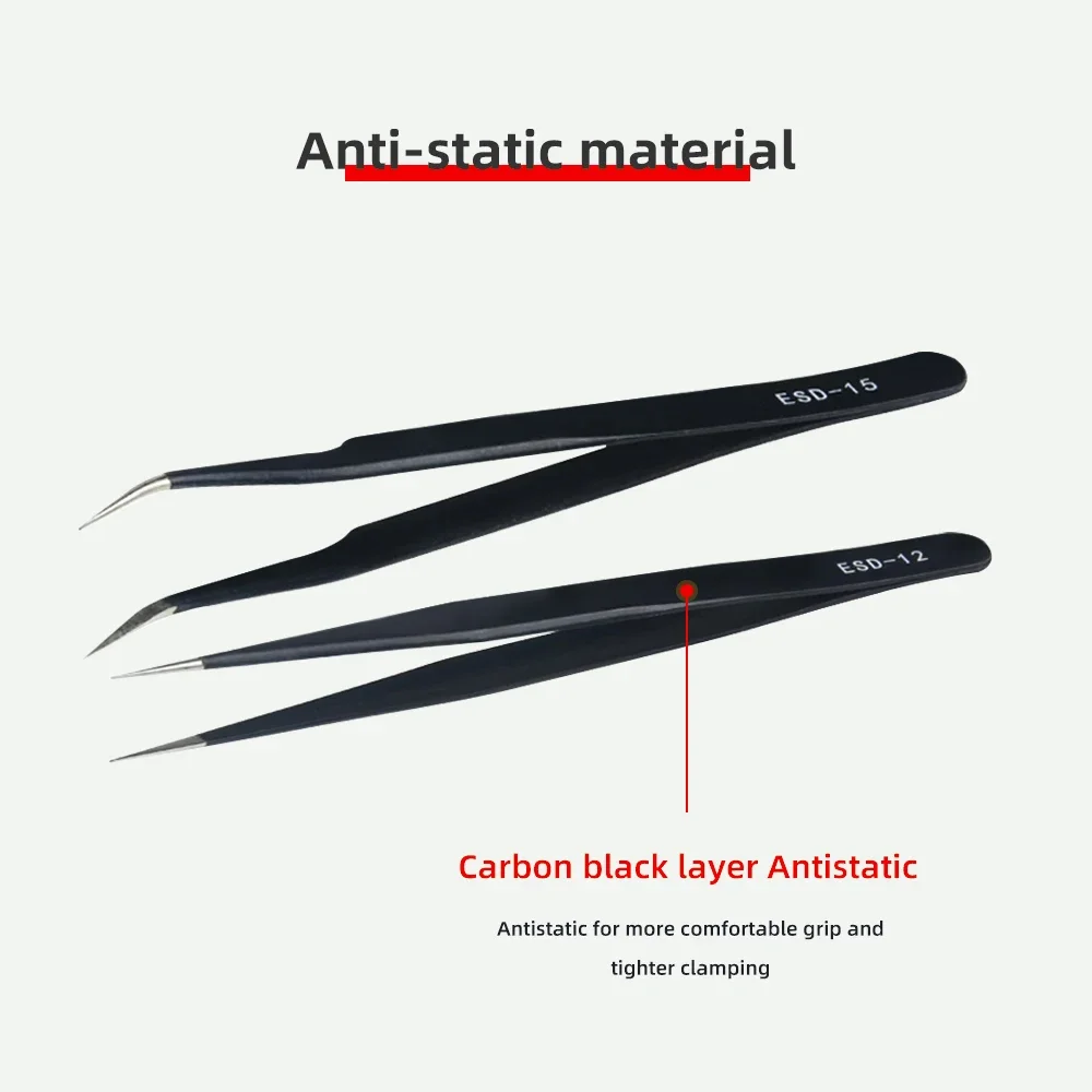 3D Printer Antistatic Tweezers Tool Set High Tip Curved Straight Stainless Steel Multifunction Nipper Repair Tool Kit