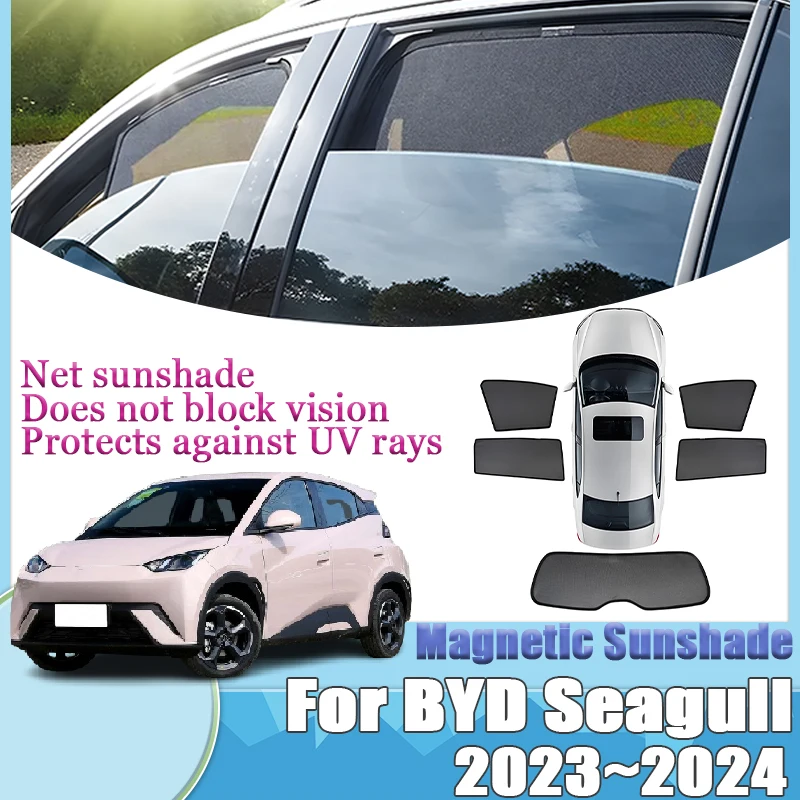 

For BYD Seagull 2023 2024 Magnetic Mesh Sunshade Windshield Front Side Window Visors Sun Protection Parts Cover Auto Accessories