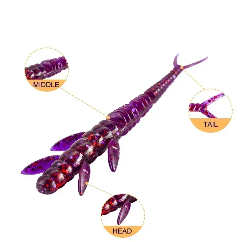 10PCS/bag Supercontinent Soft Larva Worm Fishing Lure Bionic Silicone Flit Larva Worm Bait Trolling Wobbler for Zander Pike Bass