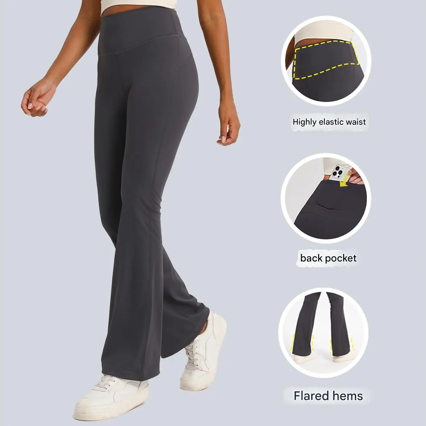 Pantaloni da yoga Zeyla Naked Feel 2025 Leggings bootcut svasati estivi a vita alta Pantaloni da allenamento slim fit per fitness da ballo