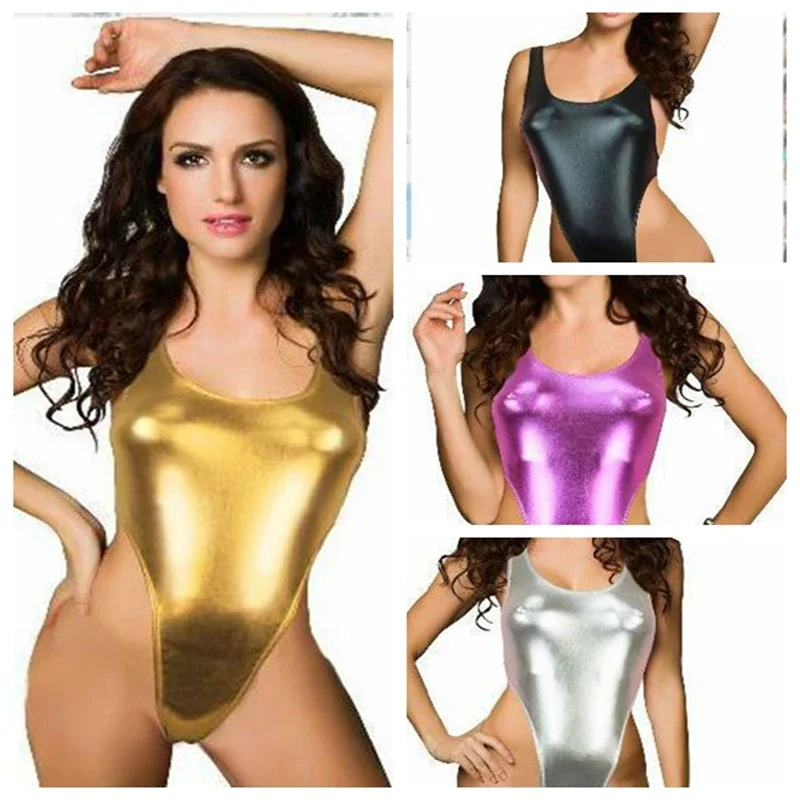 New High Elastic Women Hot Sexy Bodysuits Leather Catsuit