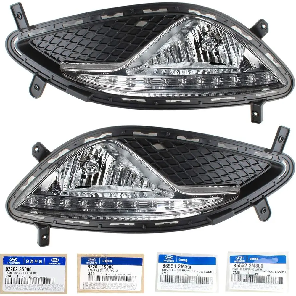 

For Hyundai Genesis Coupe 2013 Fog Light Lamp, Cover, Connector LH & RH Set Genuine Mobis parts