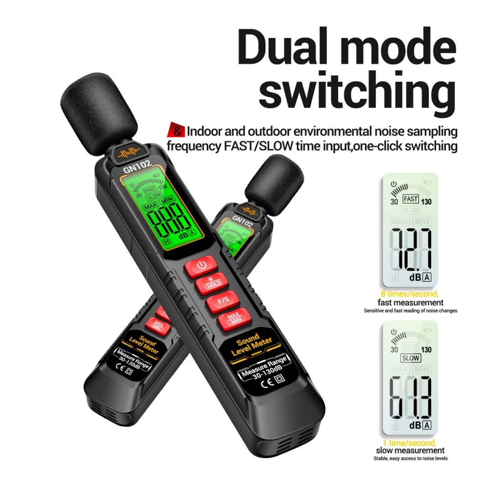 

GN102 Mini Decibel Meter, HD Screen Display, 30-130dB Sound Tester, Volume Decibel Meter, Noise Decibel Meter Tool, Audio Meter