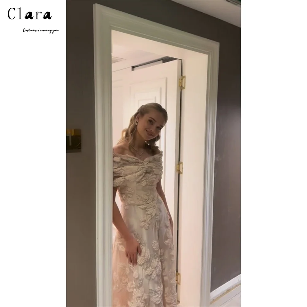 Clara Aangepaste bloem lieverd off-shoulder a-lijn elegante jurken voor vrouwen lange feest lange galajurk 2025, damesbaljurk
