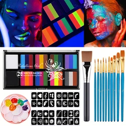 Zestaw do malowania twarzy dla dzieci i dorosłych, 10-kolorowa paleta do makijażu twarzy z pędzelkiem, Halloween Carnival Artist Cosplay Party