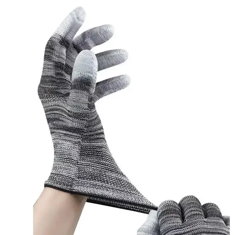 12 Pairs Car Vinyl Wrap Gloves Polyester PU Coated Fingertip Anti-Static Gloves Dust-Free Window Tint Working Gloves