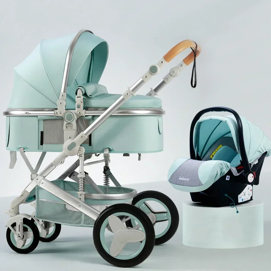 Poussette bébé 3 en 1 avec siège auto, landau 530D, panier de couchage, voyage bidirectionnel, haute qualité