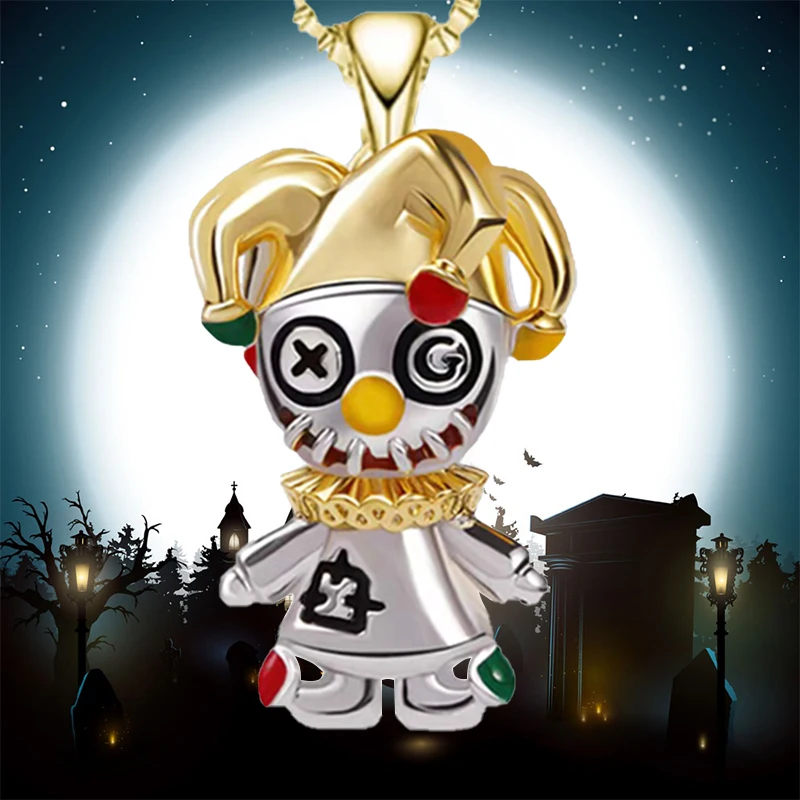 Funny Ghost Doll Circus Clown Necklace for Women Cartoon Character Pendant Hip-hop Birthday Party Jewelry Collares Para Mujer