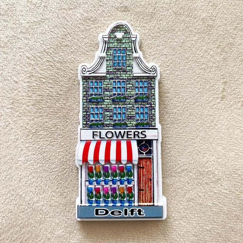 

Delft Romantic Flower Shop Fridge Magnet Simple Magnetic 3D Home Decor