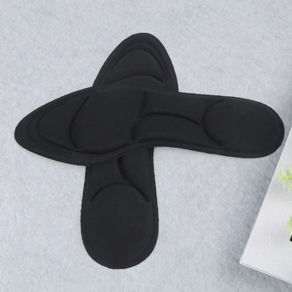 

Pair of Black 5d Sponge Insoles Shock Absorbing Breathable Exercise Insert Pads Comfortable Depressurizing Cushioning Walking