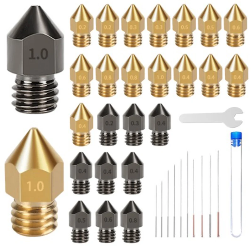 RAMPEN MK8 Extruder Düsen Set 0.2/0.3/0.5/0.6/0.8/1,0mm Hotend Druckkopf für Makerbot Creality CR10 Ender 3 3D Drucker Teile