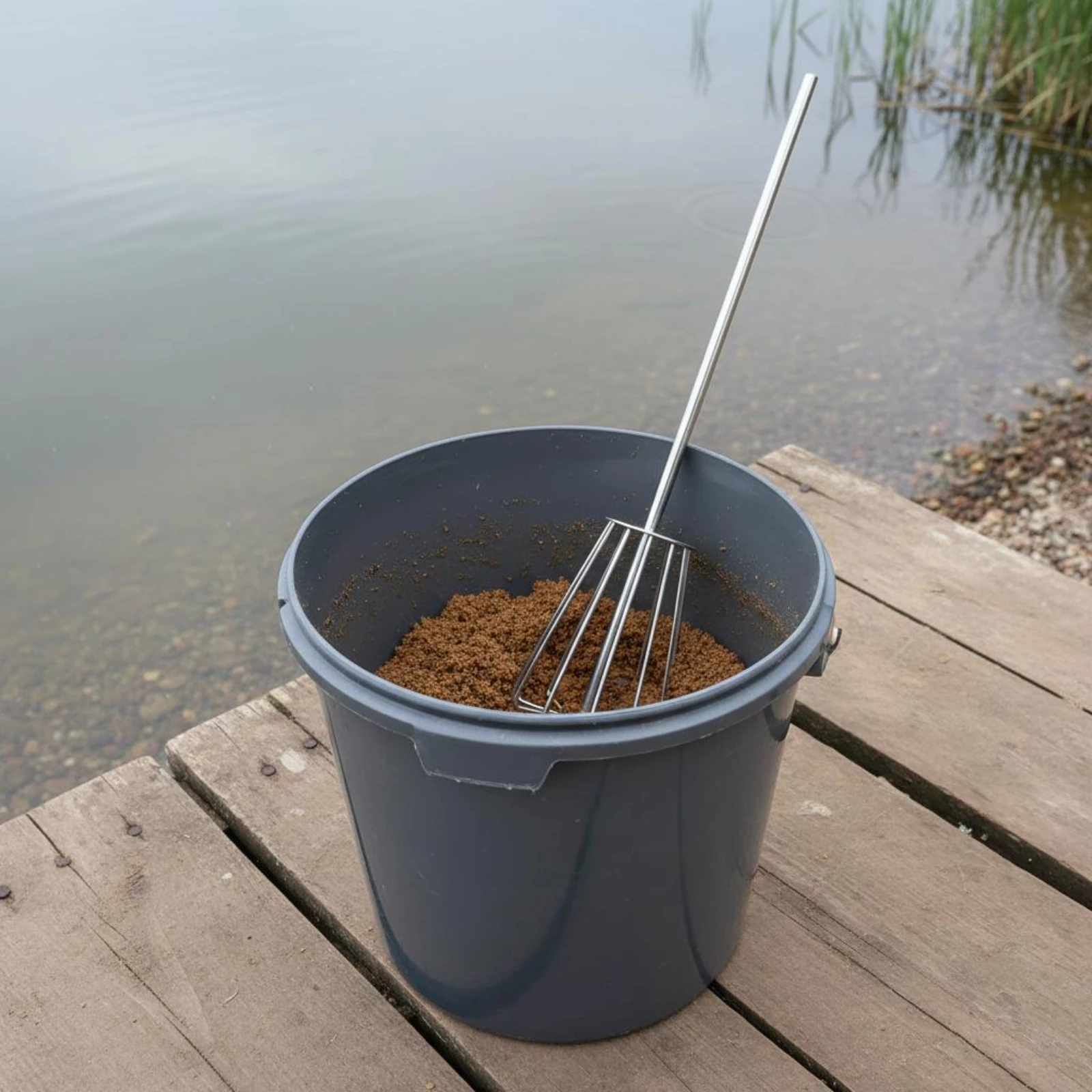 Groundbait Mixer Silver Stainless Steel Mixer Groundbait Whisk Long-Lasting Fishing Tool Portable