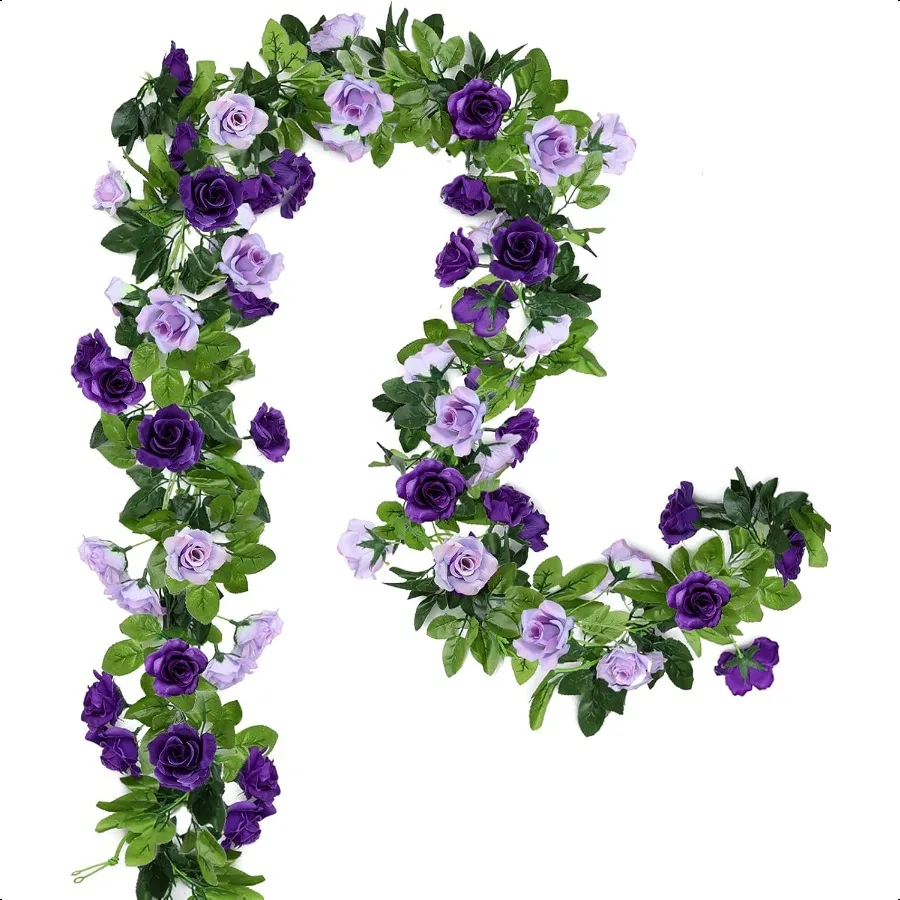 

Floweroyal 2 Pack Artificial Flower Garlands 15.8FT Fake Rose Vines Silk Flowers Hanging Rose Ivy for Wedding Arch Party Home G