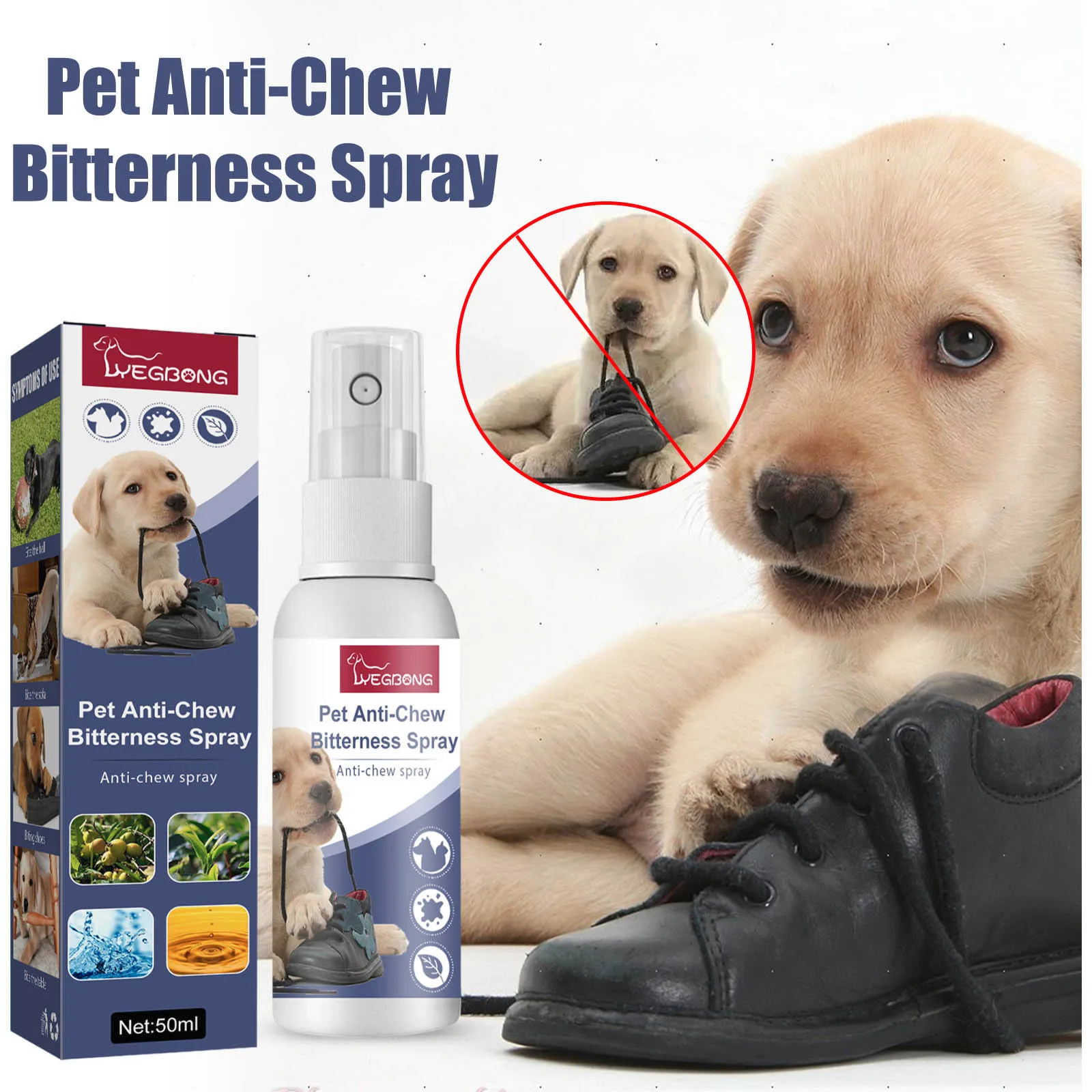 50ml Pet Bitter Anti-Gnawing Spray Evict Dogs Chewing Table And Chair Legs Scratching Sofa Spray For Dogs To Prevent Biting