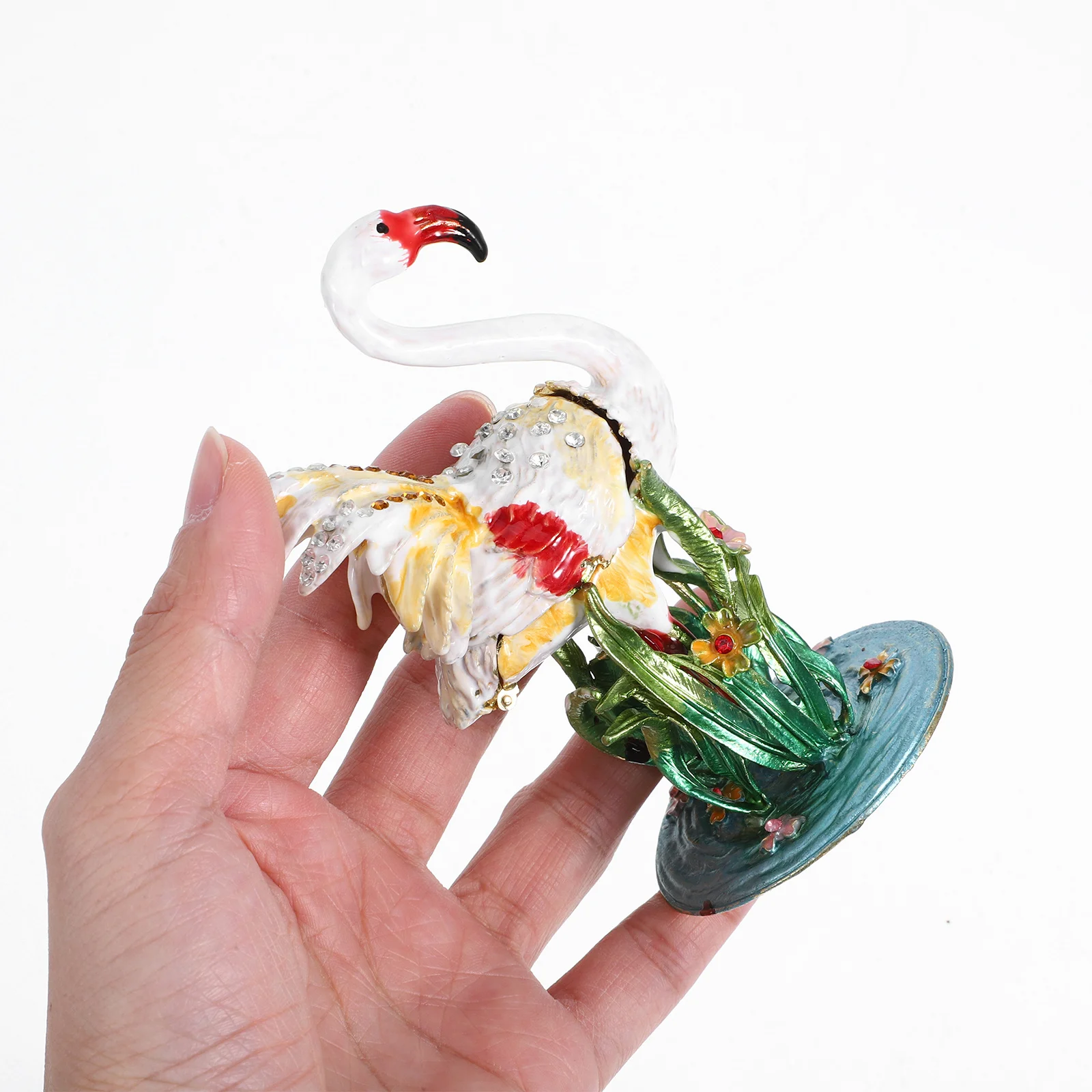 Flamingo Jewelry Box White Mini Trinket Storage Display Case For Ring Necklace Earrings Organizer Decorative Home Desk