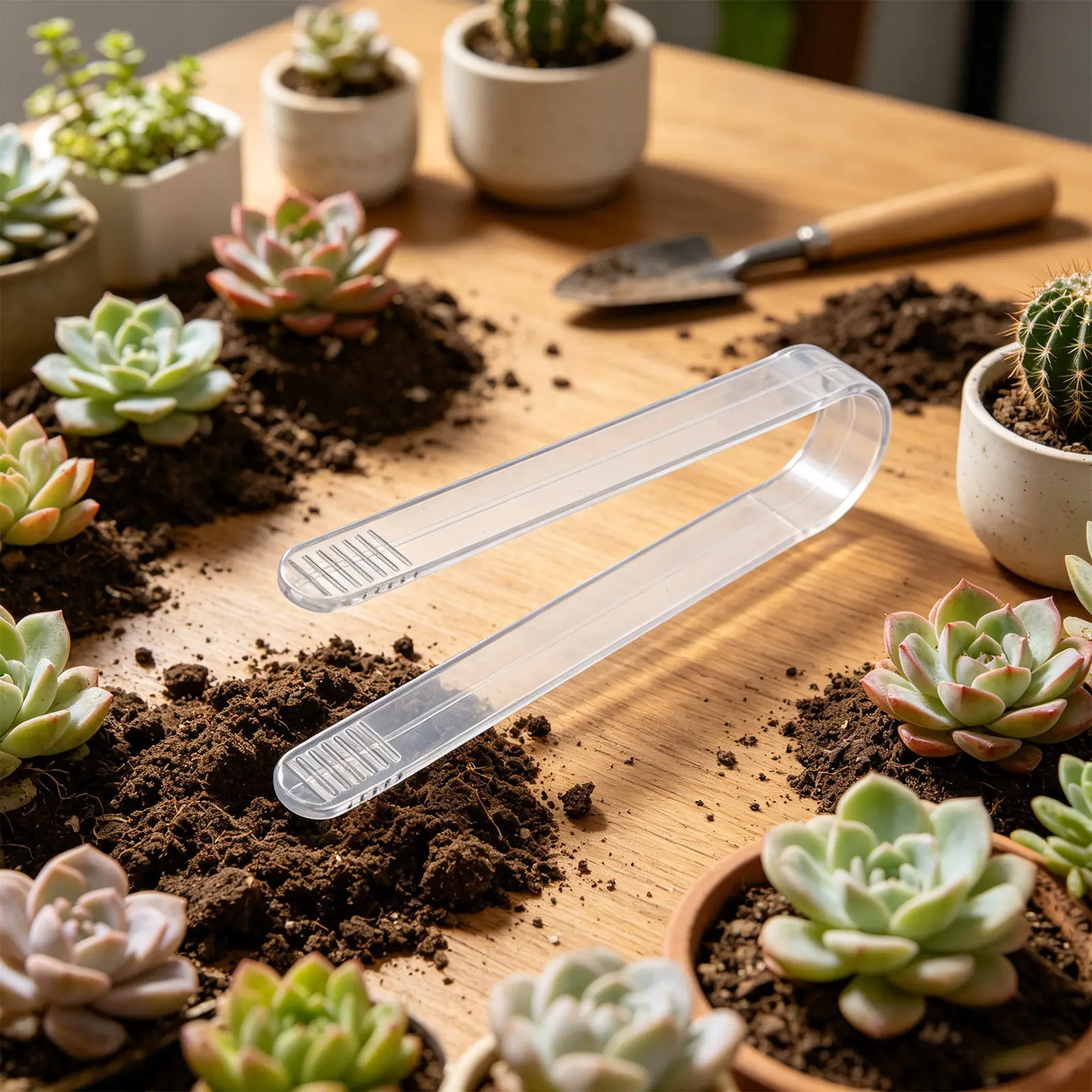 10Pcs Cactus Planting Tong Acrylic Transplanting Tool for Indoor Gardening Succulent Handling Tweezers Garden Potting Supplies