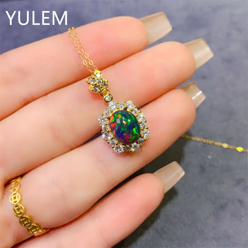 

Natural Opal S925 Sterling Silver Pendant Luxury Women Jewelry with Sparkling Gemstone Jewelry Designer Design