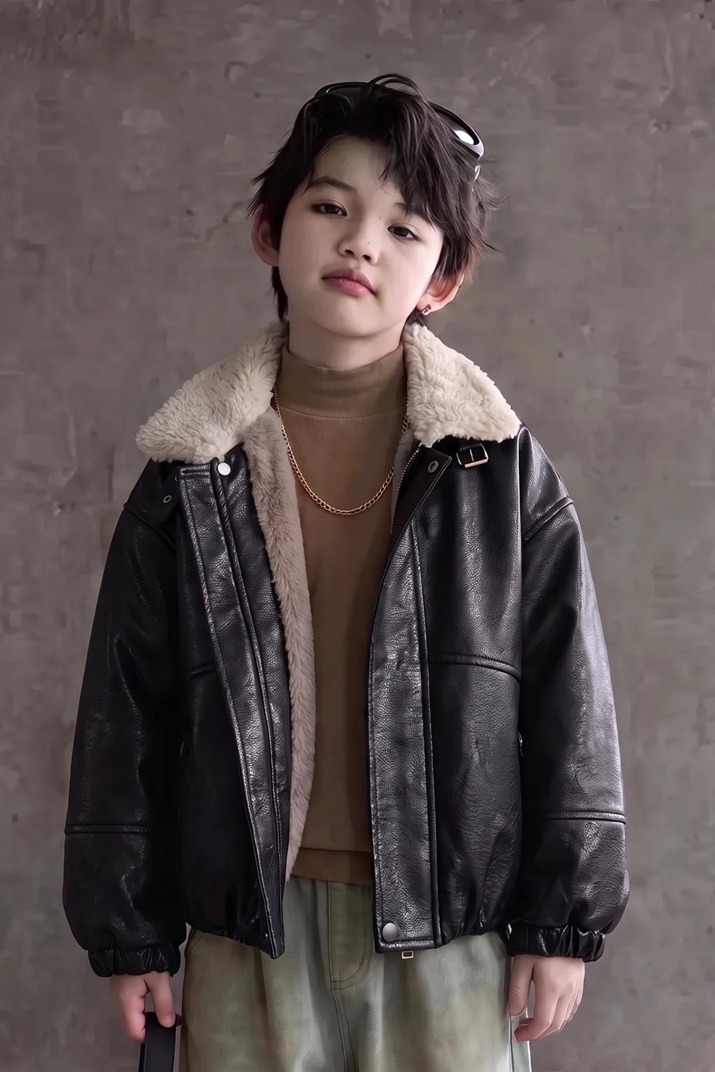 Boys Faux Leather Bomber Jacket Warm Winter Casual Outerwear with Fleece Lining Trendy New Design Windproof Coat
