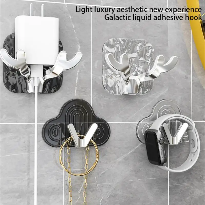 Creative Plastic Antler Hook Punch-free Transparent Cloud Shape Hooks Shelf Adhesive Plug Holder Kitchen