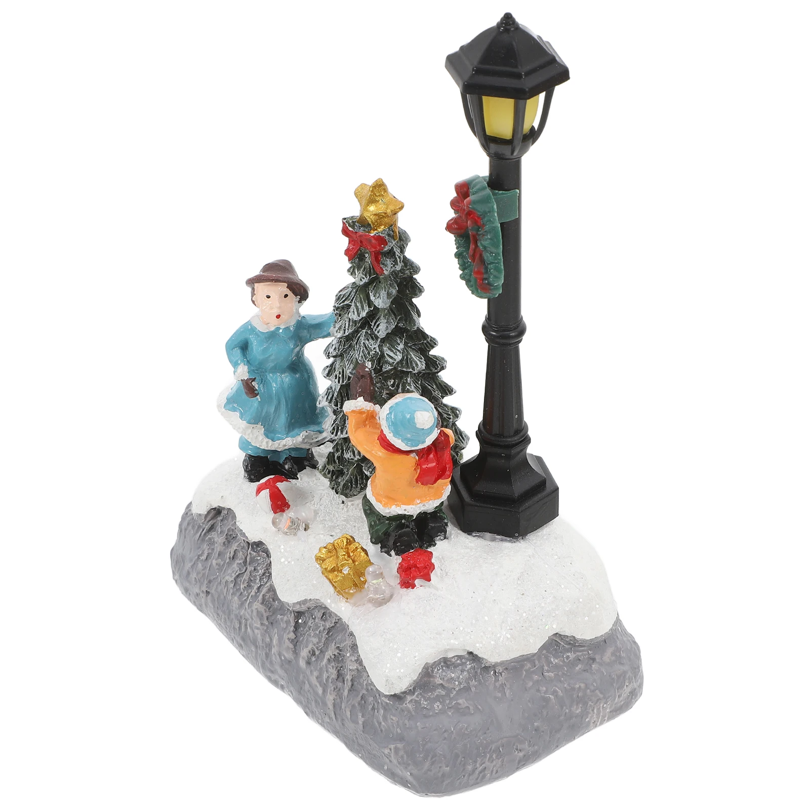 

1pc Resin Miniature Christmas Ornament Led Glow Micro Landscape Decor For Garden Fairy Scene Resin Ornament