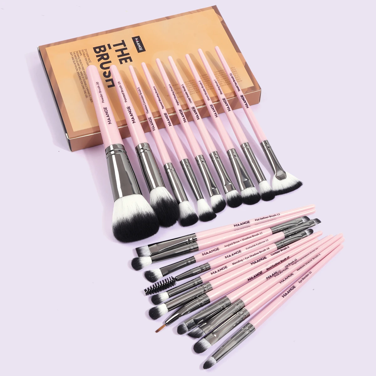 MAANGE 20pcs Professional Makeup Brushes Set for Foundation Blush Contour Eyeshadow Dense Bristle Face Costmetic Makeup Tool Kit