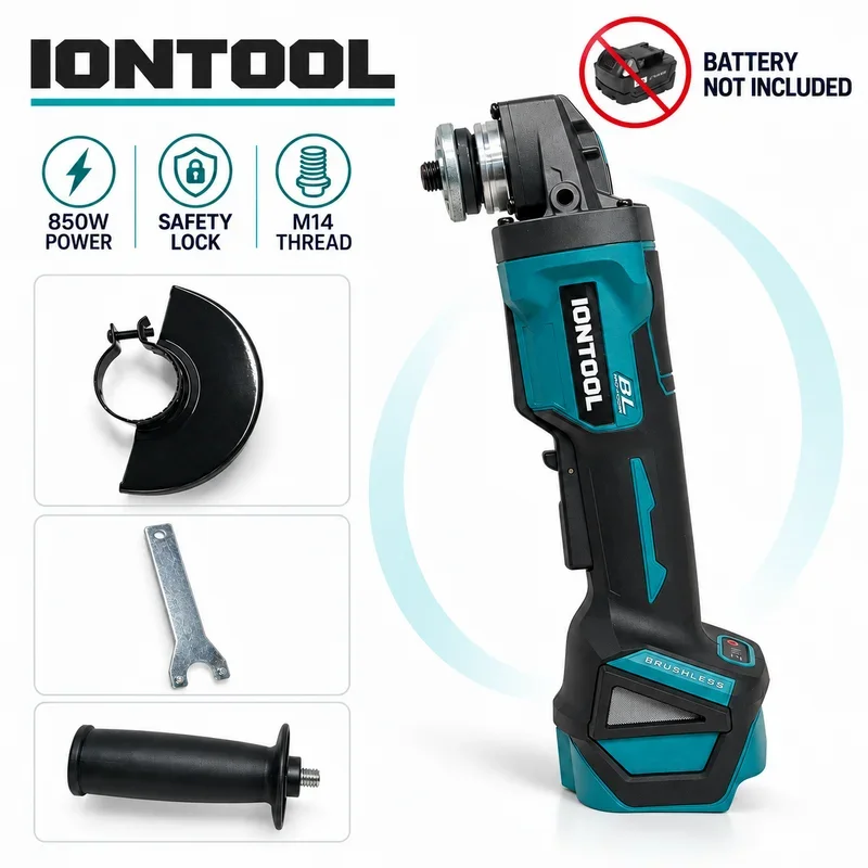 IONTOOL M14 125mm Brushless Angle Grinder Power Tool for Workshop Construction Repair and Metal Processing