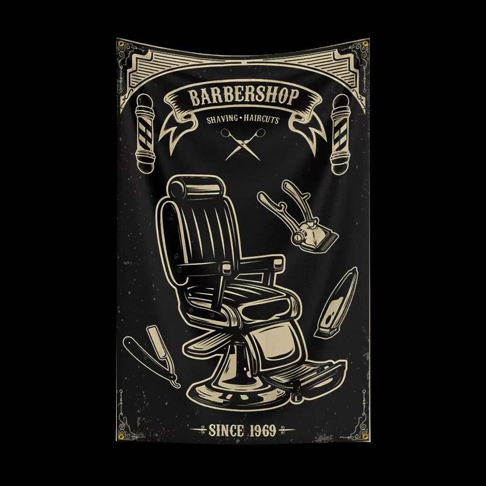 Vintage Barber Shop Printed Tapestry Fashion New Style Theme Party Event Personalized Design Tapestry