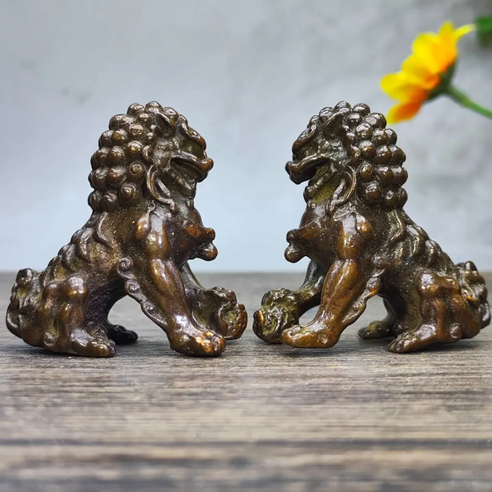 

2Pcs Alloy Lion Shape Ornament Retro Desktop Decor Exquisite Unique Home Office Tea Table Gift Decoration Realistic Lion