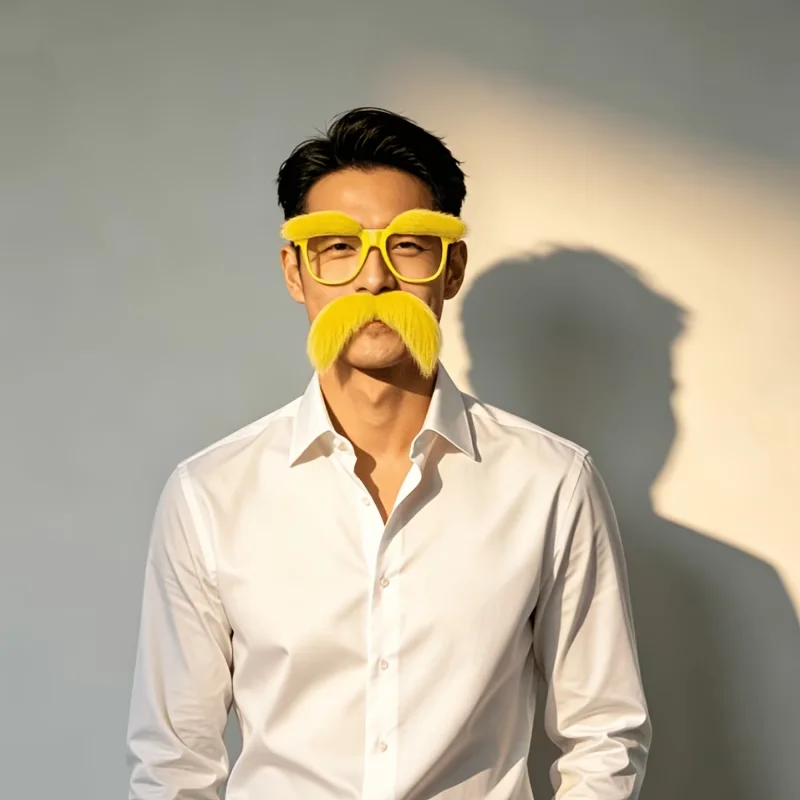 1 Stück/Gelbe Lustige Augenbrauen-Brille mit Falschem Schnurrbart Set für Party Halloween Scherzartikel