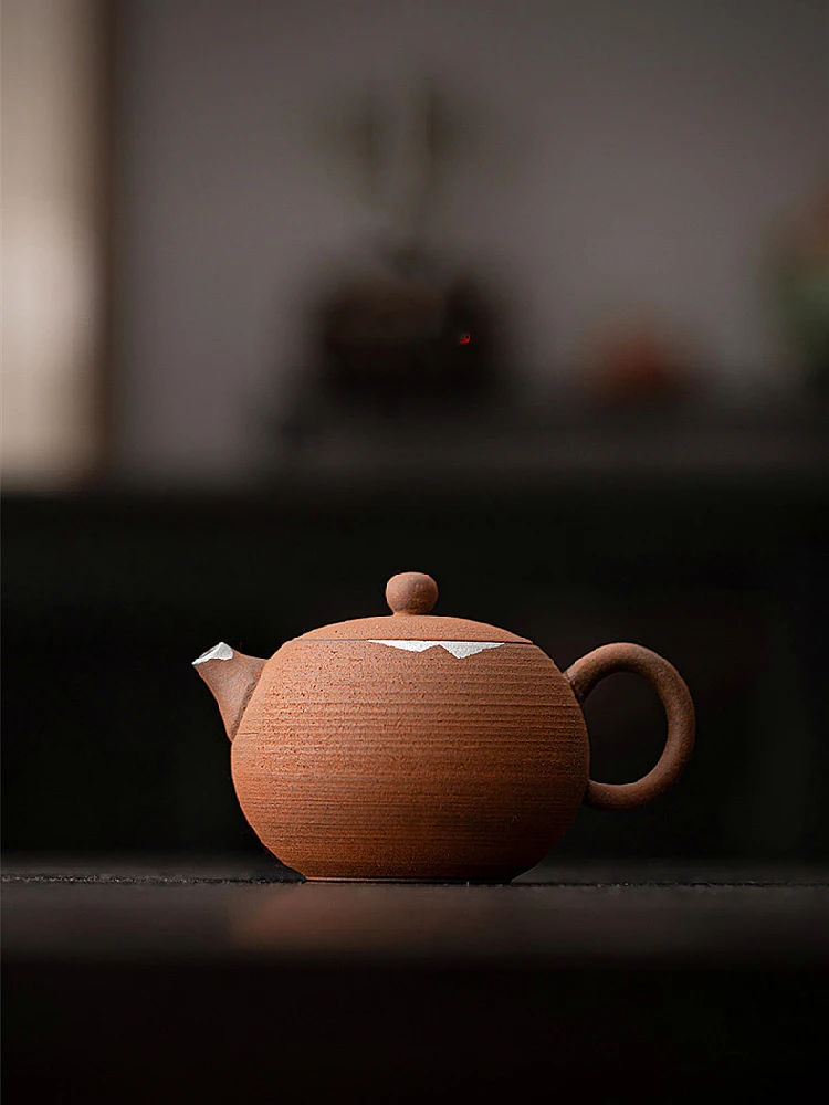 Old Rock Mud Small Round Pot, Home Design Retro Tea Pot, National Style Single Pot, Ball Hole Filter Foam Tea Pot, XH045