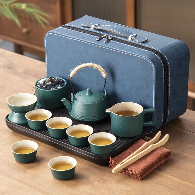 Outdoor portable easy storage travel kung fu tea set home creative ceramic teapot