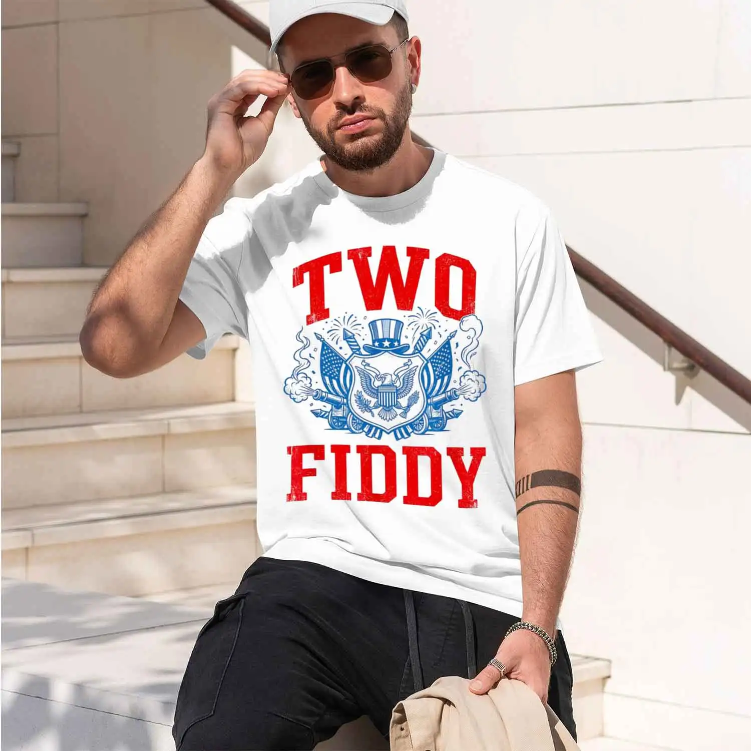 Two Fiddy Amera Patriot 250 T-Shirt Summer Short-Sved Breathable Sweat-Wking Versatile Trendy T-Shirt 2026 New Model Short-sleev