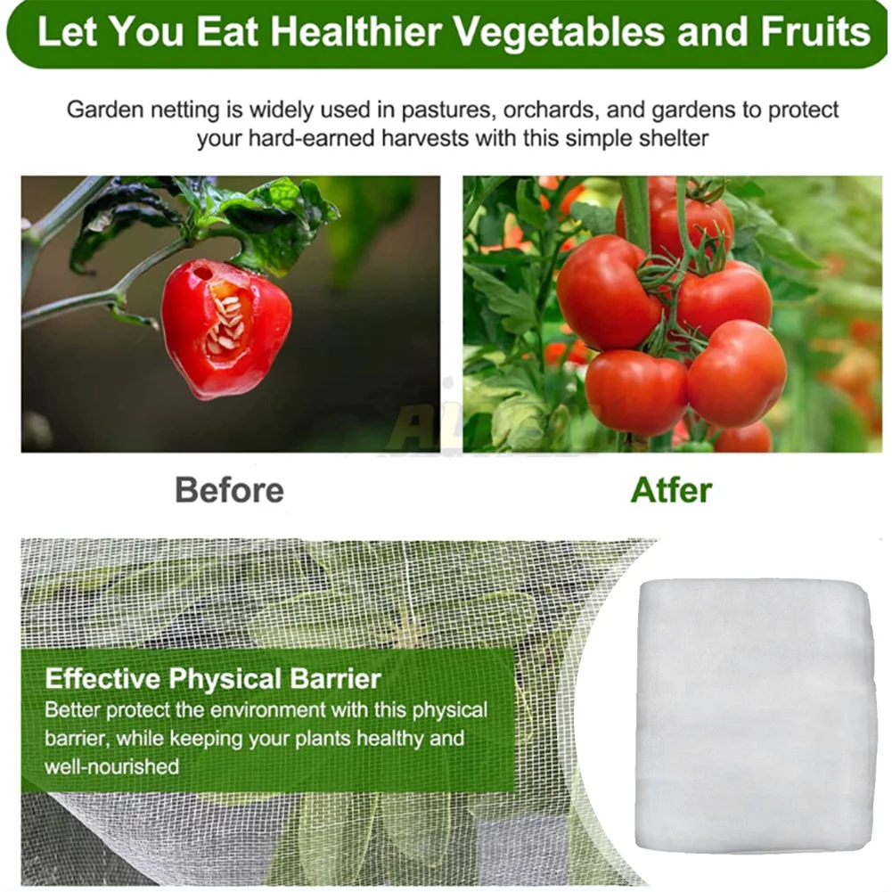 2 Pack 8x32Ft Garden Netting Insect Pest Barrier Bird Netting Protection Net for Vegetable Plants Fruits Flowers Trees