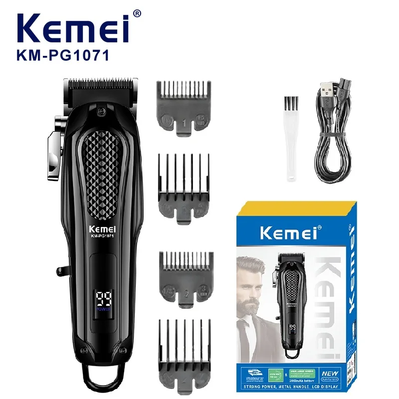 

KEMEI Km-pg1071 Профессиональная машинка для стрижки волос с дисплеем, электрическая беспроводная мощная машинка для стрижки волос, триммер