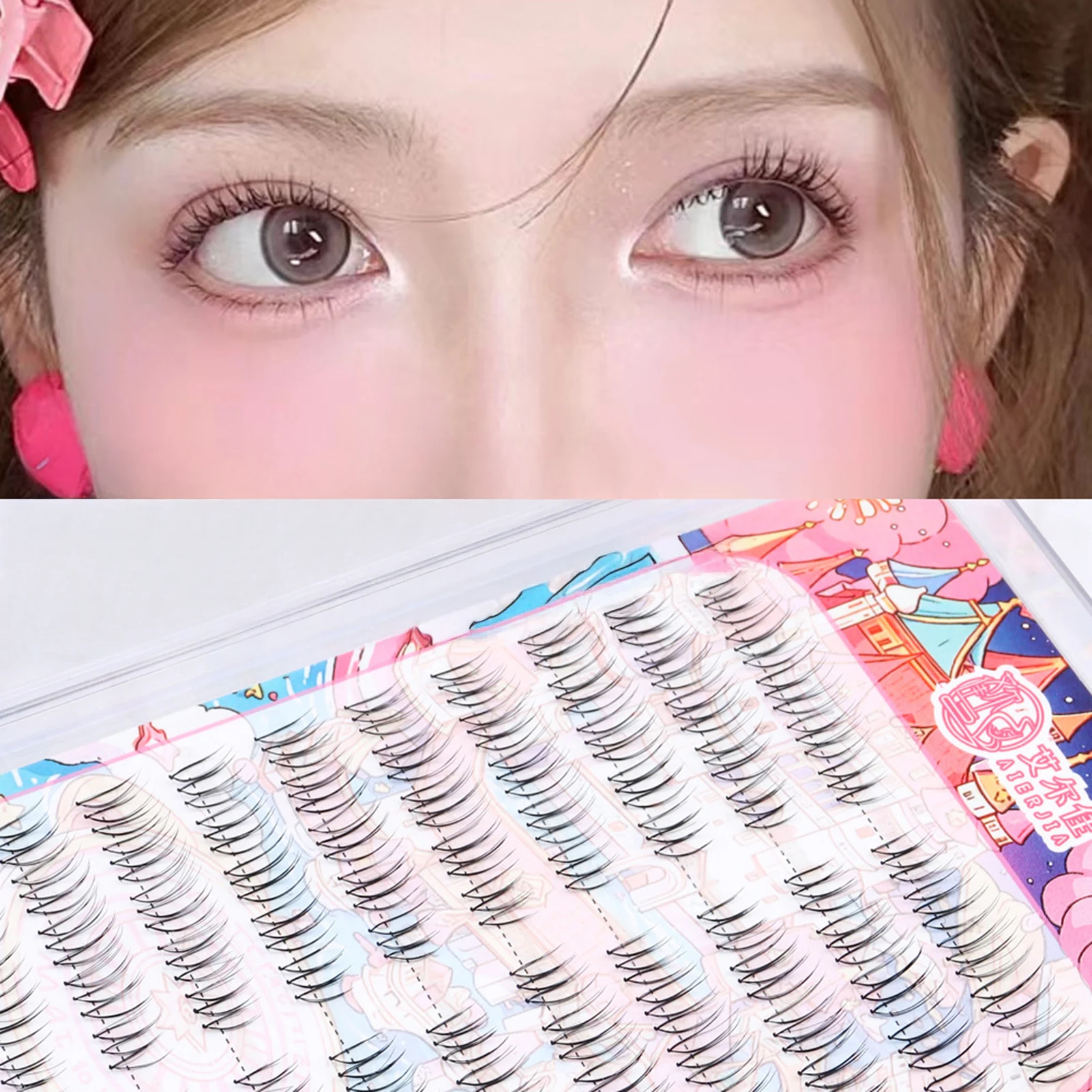 Extension de cils sans couture en forme de U, naturel et fin, Style idole Kpop, Type segmenté, grappe de cils Manga, outil de maquillage
