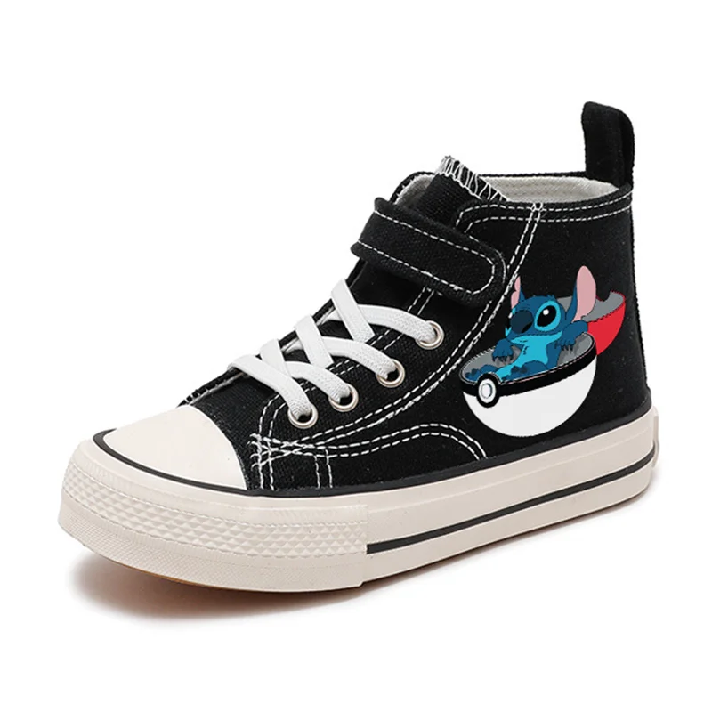 Zapatillas deportivas de lona de alta calidad para niños y niñas, zapatos cómodos de dibujos animados, transpirables, Lilo Stitch, estampado informal de Disney