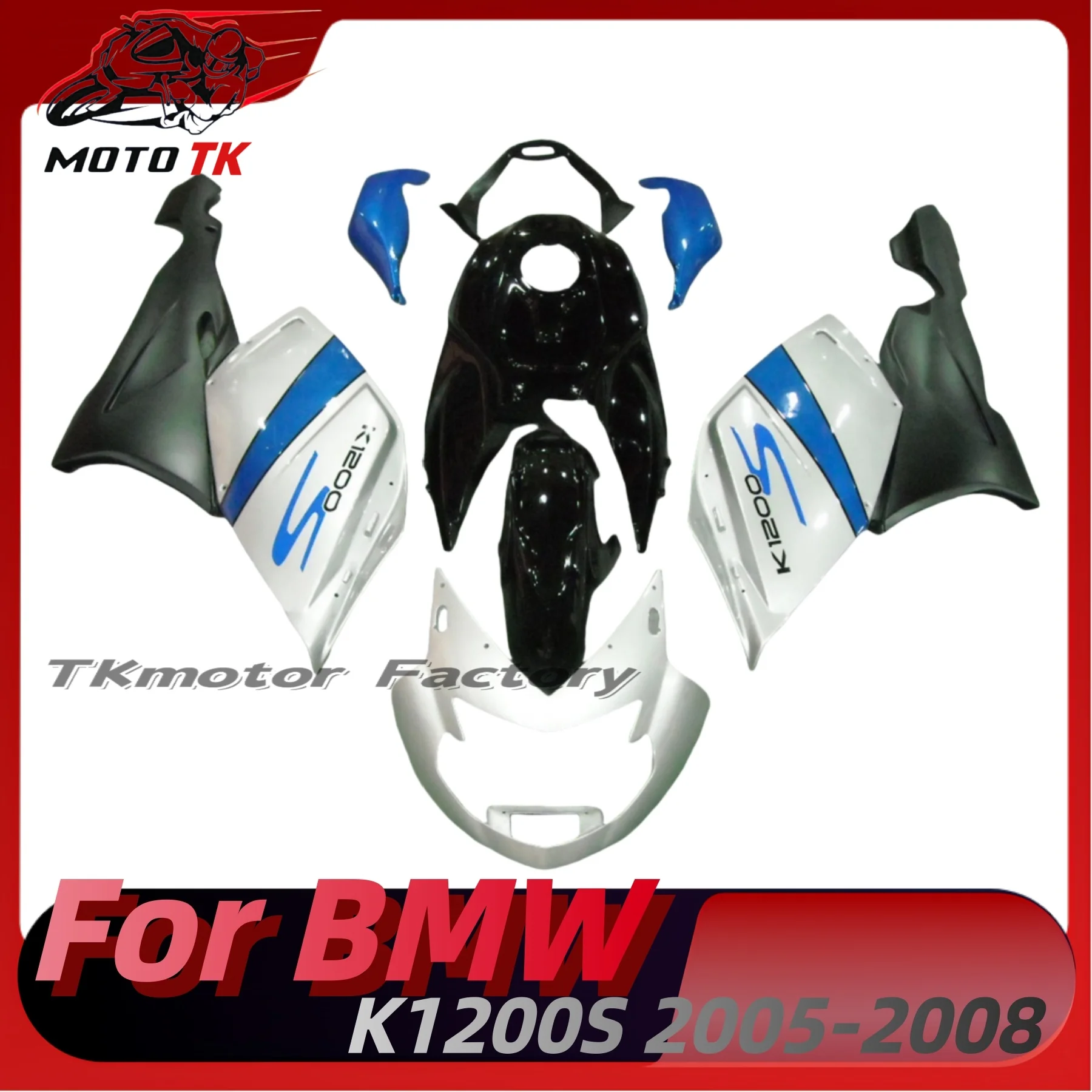 

Fairings for BMW K 1200S 05 06 07 08 Bright Black Motorcycle Plastic Body Fairing Kit