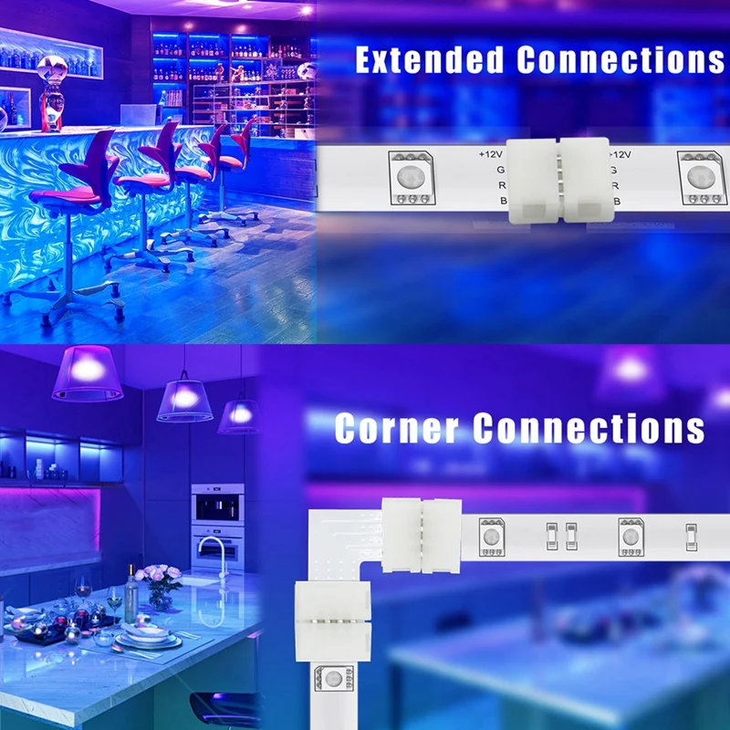 طقم موصل شريط LED ، موصلات بلاستيكية ، شكل L ، 10 ، 4Pin ، مجموعة واحدة ،