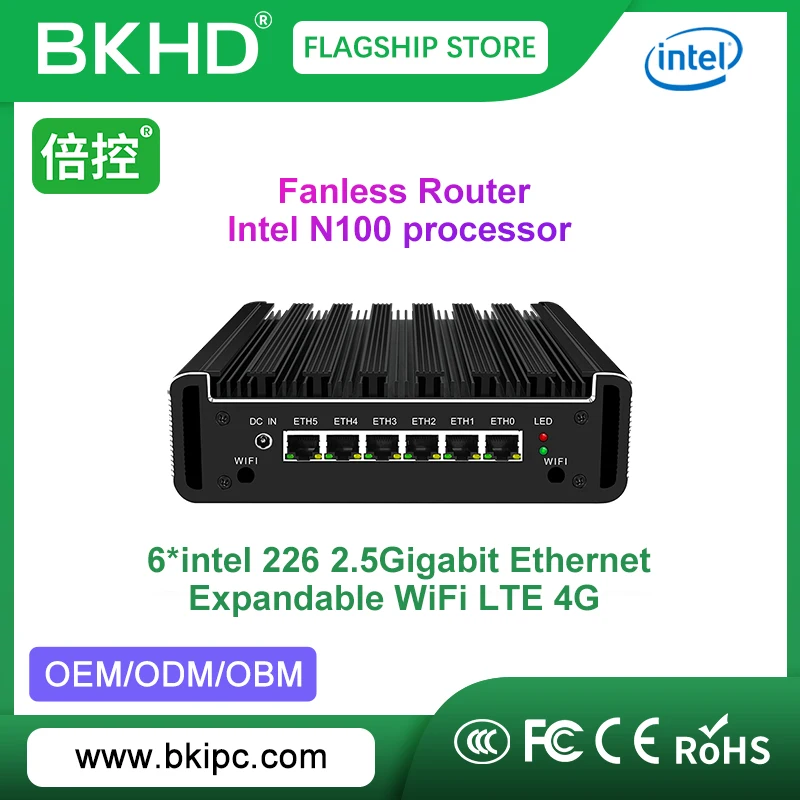 Imagem -01 - Proteção Home Comercial da Rede Router Fanless Firewall Pfsense Compatível Mikrotikos G31 N100 6x2.5ge 1264np